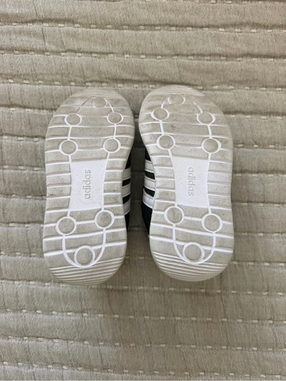 adidas toddler Black & White Velcro Athletic Shoes - size 9 toddler